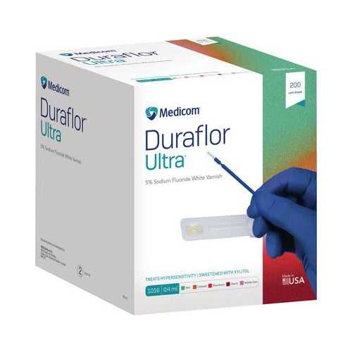 Medicom 1016-BG200 Duraflor Ultra 5% Sodium Fluoride Varnish Bubble Gum 200/Pk 0.4 mL EXP Jun 2026 Medicom 1016-BG200 Duraflor Ultra 5% Sodium Fluoride Varnish Bubble Gum 200/Pk 0.4 mL EXP Jun 2026